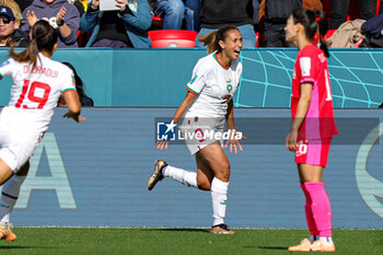 2023-07-30 - Ibtissam Jraidi (9) of Morocco scores a goal and celebrates 0-1 during the 2023 FIFA Women’s World Cup, Group H football match between Korea Republic and Morocco on 30 July 2023 at Hindmarsh Stadium in Adelaide, Australia - FOOTBALL - WOMEN'S WORLD CUP 2023 - KOREA REPUBLIC V MOROCCO - FIFA WORLD CUP - SOCCER