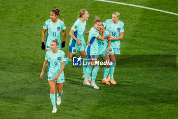 2023-07-31 - Hayley Raso (16) of Australia scores a goal and celebrates 0-1 during the 2023 FIFA Women’s World Cup, Group B football match between Canada and Australia on 31 July 2023 at Melbourne Rectangular Stadium in Melbourne, Australia - FOOTBALL - WOMEN'S WORLD CUP 2023 - CANADA V AUSTRALIA - FIFA WORLD CUP - SOCCER