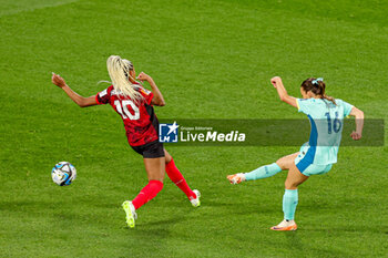 2023-07-31 - Hayley Raso (16) of Australia scores a goal 0-1 during the 2023 FIFA Women’s World Cup, Group B football match between Canada and Australia on 31 July 2023 at Melbourne Rectangular Stadium in Melbourne, Australia - FOOTBALL - WOMEN'S WORLD CUP 2023 - CANADA V AUSTRALIA - FIFA WORLD CUP - SOCCER