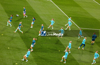 2023-07-31 - Australia players warm up during the 2023 FIFA Women’s World Cup, Group B football match between Canada and Australia on 31 July 2023 at Melbourne Rectangular Stadium in Melbourne, Australia - FOOTBALL - WOMEN'S WORLD CUP 2023 - CANADA V AUSTRALIA - FIFA WORLD CUP - SOCCER