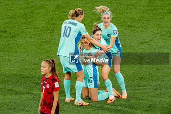 2023-08-01 - Hayley Raso (16) of Australia scores a goal and celebrates 0-1 during the 2023 FIFA Women’s World Cup, Group B football match between Canada and Australia on 31 July 2023 at Melbourne Rectangular Stadium in Melbourne, Australia - FOOTBALL - WOMEN'S WORLD CUP 2023 - CANADA V AUSTRALIA - FIFA WORLD CUP - SOCCER