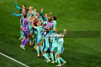 2023-08-01 - Australia players celebrate at full time during the 2023 FIFA Women’s World Cup, Group B football match between Canada and Australia on 31 July 2023 at Melbourne Rectangular Stadium in Melbourne, Australia - FOOTBALL - WOMEN'S WORLD CUP 2023 - CANADA V AUSTRALIA - FIFA WORLD CUP - SOCCER