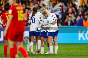 2023-08-01 - Rachel Daly (9) of England scores a goal and celebrates 1-6 during the 2023 FIFA Women’s World Cup, Group D football match between China and England on 1 August 2023 at Hindmarsh Stadium in Adelaide, Australia - FOOTBALL - WOMEN'S WORLD CUP 2023 - CHINA V ENGLAND - FIFA WORLD CUP - SOCCER