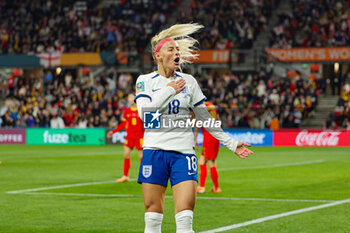 2023-08-01 - Chloe Kelly (18) of England scores a goal and celebrates 1-5 during the 2023 FIFA Women’s World Cup, Group D football match between China and England on 1 August 2023 at Hindmarsh Stadium in Adelaide, Australia - FOOTBALL - WOMEN'S WORLD CUP 2023 - CHINA V ENGLAND - FIFA WORLD CUP - SOCCER