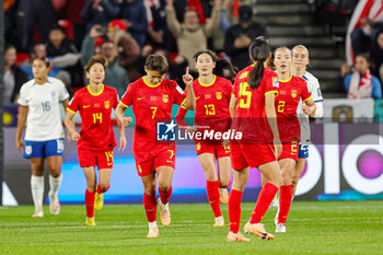 2023-08-01 - Shuang Wang (7) of China scores from the penalty spot and celebrates 1-3 during the 2023 FIFA Women’s World Cup, Group D football match between China and England on 1 August 2023 at Hindmarsh Stadium in Adelaide, Australia - FOOTBALL - WOMEN'S WORLD CUP 2023 - CHINA V ENGLAND - FIFA WORLD CUP - SOCCER