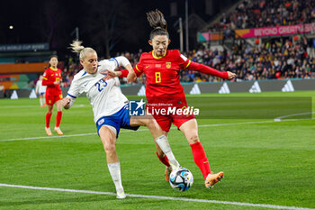 2023-08-01 - Wei Yao (8) of China holds off Alessia Russo (23) of England during the 2023 FIFA Women’s World Cup, Group D football match between China and England on 1 August 2023 at Hindmarsh Stadium in Adelaide, Australia - FOOTBALL - WOMEN'S WORLD CUP 2023 - CHINA V ENGLAND - FIFA WORLD CUP - SOCCER