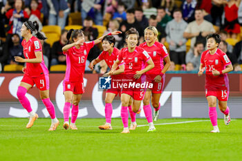 2023-08-03 - Cho So-hyun (8) of Korea Republic scores a goal and celebrates 1-0 during the 2023 FIFA Women’s World Cup, Group H football match between Korea Republic and Germany on 3 August 2023 at Brisbane Stadium in Brisbane, Australia - FOOTBALL - WOMEN'S WORLD CUP 2023 - KOREA REPUBLIC V GERMANY - FIFA WORLD CUP - SOCCER