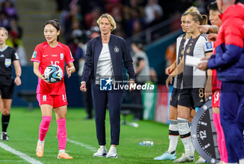 2023-08-03 - Coach Martina Voss-Tecklenburg of Germany during the 2023 FIFA Women’s World Cup, Group H football match between Korea Republic and Germany on 3 August 2023 at Brisbane Stadium in Brisbane, Australia - FOOTBALL - WOMEN'S WORLD CUP 2023 - KOREA REPUBLIC V GERMANY - FIFA WORLD CUP - SOCCER