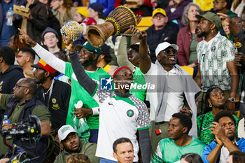 2023-08-07 - Nigeria fans cheering on their team into extra time during the 2023 FIFA Women’s World Cup, Round of 16 football match between England and Nigeria on 7 August 2023 at Brisbane Stadium in Brisbane, Australia - FOOTBALL - WOMEN'S WORLD CUP 2023 - ENGLAND V NIGERIA - FIFA WORLD CUP - SOCCER
