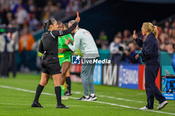 2023-08-07 - Lauren James (7) of England receives a red card instead of yellow during the 2023 FIFA Women’s World Cup, Round of 16 football match between England and Nigeria on 7 August 2023 at Brisbane Stadium in Brisbane, Australia - FOOTBALL - WOMEN'S WORLD CUP 2023 - ENGLAND V NIGERIA - FIFA WORLD CUP - SOCCER