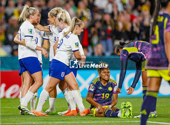 2023-08-13 - Alessia Russo (23) of England scores a goal and celebrates with teammates 2-1 during the 2023 FIFA Women’s World Cup, quarter-final football match between England and Colombia on 12 August 2023 at Stadium Australia in Sydney, Australia - FOOTBALL - WOMEN'S WORLD CUP 2023 - ENGLAND V COLOMBIA - FIFA WORLD CUP - SOCCER