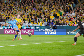 2023-08-16 - Georgia Stanway (8) of England shoots during the 2023 FIFA Women’s World Cup, semi-final football match between Australia and England on 16 August 2023 at Stadium Australia in Sydney, Australia - FOOTBALL - WOMEN'S WORLD CUP 2023 - 1/2 - AUSTRALIA V ENGLAND - FIFA WORLD CUP - SOCCER