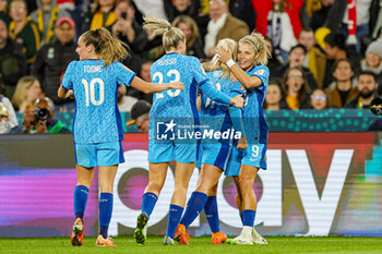 2023-08-16 - Lauren Hemp (11) of England scores a goal and celebrates 1-2 during the 2023 FIFA Women’s World Cup, semi-final football match between Australia and England on 16 August 2023 at Stadium Australia in Sydney, Australia - FOOTBALL - WOMEN'S WORLD CUP 2023 - 1/2 - AUSTRALIA V ENGLAND - FIFA WORLD CUP - SOCCER