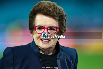 2023-08-20 - Billie Jean King ahead of the 2023 FIFA Women’s World Cup Final football match between Spain and England on 20 August 2023 at Stadium Australia in Sydney, Australia - FOOTBALL - WOMEN'S WORLD CUP 2023 - FINAL - SPAIN V ENGLAND - FIFA WORLD CUP - SOCCER