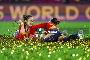 2023-08-20 - Claudia Zornoza (21) of Spain and Oihane Hernandez (12) of Spain celebrate at full time during the 2023 FIFA Women’s World Cup Final football match between Spain and England on 20 August 2023 at Stadium Australia in Sydney, Australia - FOOTBALL - WOMEN'S WORLD CUP 2023 - FINAL - SPAIN V ENGLAND - FIFA WORLD CUP - SOCCER