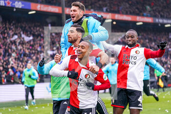 2023-01-22 - Igor Paixao of Feyenoord celebrating scoring his sides first goal 1-0 during the Netherlands championship Eredivisie football match between Feyenoord and Ajax on January 22, 2023 at Stadion Feijenoord in Rotterdam, Netherlands - FOOTBALL - NETHERLANDS CHAMP - FEYENOORD V AJAX - NETHERLANDS EREDIVISIE - SOCCER