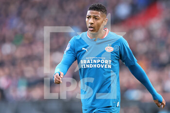 2023-02-05 - Patrick van Aanholt of PSV during the Netherlands championship Eredivisie football match between Feyenoord and PSV on February 5, 2023 at Stadion Feijenoord in Rotterdam, Netherlands - FOOTBALL - NETHERLANDS CHAMP - FEYENOORD V PSV - NETHERLANDS EREDIVISIE - SOCCER