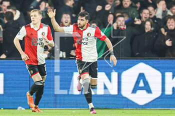 2023-02-18 - Alireza Jahanbakhsh of Feyenoord celebrates the first goal during the Netherlands championship Eredivisie football match between Feyenoord and AZ on February 18, 2023 at Stadion Feijenoord in Rotterdam, Netherlands - FOOTBALL - NETHERLANDS CHAMP - FEYENOORD V AZ - NETHERLANDS EREDIVISIE - SOCCER