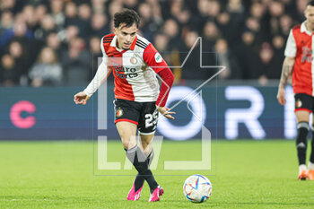 2023-02-18 - Mohamed Taabouni of Feyenoord during the Netherlands championship Eredivisie football match between Feyenoord and AZ on February 18, 2023 at Stadion Feijenoord in Rotterdam, Netherlands - FOOTBALL - NETHERLANDS CHAMP - FEYENOORD V AZ - NETHERLANDS EREDIVISIE - SOCCER