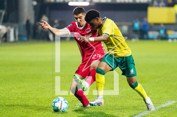 2023-04-16 - Mayckel Lahdo of AZ and Remy Vita of Fortuna Sittard during the Netherlands championship Eredivisie football match between Fortuna Sittard and AZ on April 16, 2023 at the Fortuna Sittard Stadion in Sittard, Netherlands - FOOTBALL - NETHERLANDS CHAMP - FORTUNA SITTARD V AZ - NETHERLANDS EREDIVISIE - SOCCER