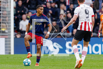 2023-04-23 - Jurrien Timber of Ajax during the Netherlands championship Eredivisie football match between PSV and Ajax on April 23, 2023 at Philips Stadion in Eindhoven, Netherlands - FOOTBALL - NETHERLANDS CHAMP - PSV V AJAX - NETHERLANDS EREDIVISIE - SOCCER