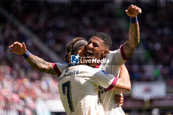 2023-05-28 - Xavi Simons of PSV, Patrick van Aanholt of PSV celebrate the first goal during the Netherlands championship Eredivisie football match between AZ Alkmaar and PSV Eindhoven on May 28, 2023 at AFAS Stadion in Alkmaar, Netherlands - FOOTBALL - NETHERLANDS CHAMP - AZ V PSV - NETHERLANDS EREDIVISIE - SOCCER