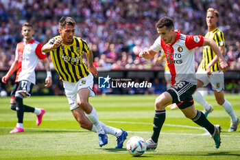 2023-05-28 - Dominik Oroz of Vitesse challenges Oussama Idrissi of Feyenoord during the Netherlands championship Eredivisie football match between Feyenoord and Vitesse on May 28, 2023 at Stadion Feijenoord in Rotterdam, Netherlands - FOOTBALL - NETHERLANDS CHAMP - FEYENOORD V VITESSE - NETHERLANDS EREDIVISIE - SOCCER