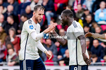 2023-10-29 - Brian Brobbey of AFC Ajax celebrates after scoring his teams second goal with Branco van den Boomen during the Netherlands championship Eredivisie football match between PSV and AFC Ajax on October 29, 2023 at Philips Stadion in Eindhoven, Netherlands - FOOTBALL - NETHERLANDS CHAMP - PSV V AJAX - NETHERLANDS EREDIVISIE - SOCCER