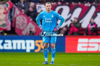 2023-10-29 - Goalkeeper Justin Bijlow of Feyenoord disappointed during the Netherlands championship Eredivisie football match between FC Twente and Feyenoord on October 29, 2023 at De Grolsch Veste in Enschede, Netherlands - FOOTBALL - NETHERLANDS CHAMP - TWENTE V FEYENOORD - NETHERLANDS EREDIVISIE - SOCCER