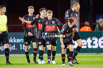 2023-10-29 - Magnus Mattsson of NEC, players of NEC celebrate the second goal during the Netherlands championship Eredivisie football match between AZ and NEC on October 29, 2023 at AFAS Stadion in Alkmaar, Netherlands - FOOTBALL - NETHERLANDS CHAMP - AZ V NEC - NETHERLANDS EREDIVISIE - SOCCER