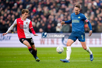 2023-12-03 - Luuk de Jong of PSV and Mats Wieffer of Feyenoord during the Netherlands championship Eredivisie football match between Feyenoord and PSV on December 3, 2023 at Stadion Feijenoord in Rotterdam, Netherlands - FOOTBALL - NETHERLANDS CHAMP - FEYENOORD V PSV - NETHERLANDS EREDIVISIE - SOCCER
