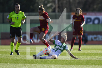 2023-01-29 - Giada Greggi of AS Roma Women and Martina Brustia of U.S. Sassuolo Calcio during the 15th day of the Serie A Championship between A.S. Roma Women and U.S. Sassuolo Calcio Femminile at the Stadio Tre Fontane on 29th of January, 2023 in Rome, Italy. - AS ROMA VS US SASSUOLO - ITALIAN SERIE A WOMEN - SOCCER