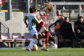 2023-01-29 - Benedetta Glionna of AS Roma Women and Davina Philtjens of U.S. Sassuolo Calcio during the 15th day of the Serie A Championship between A.S. Roma Women and U.S. Sassuolo Calcio Femminile at the Stadio Tre Fontane on 29th of January, 2023 in Rome, Italy. - AS ROMA VS US SASSUOLO - ITALIAN SERIE A WOMEN - SOCCER