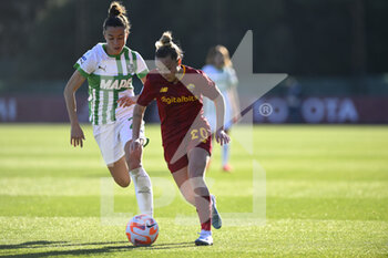 2023-01-29 - Giada Greggi of AS Roma Women and Martina Brustia of U.S. Sassuolo Calcio during the 15th day of the Serie A Championship between A.S. Roma Women and U.S. Sassuolo Calcio Femminile at the Stadio Tre Fontane on 29th of January, 2023 in Rome, Italy. - AS ROMA VS US SASSUOLO - ITALIAN SERIE A WOMEN - SOCCER