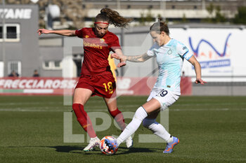 2023-02-11 - Benedetta Glionna of AS Roma Women and Lisa Alborghetti of F.C. Inter Women during the 17th day of the Serie A Championship between A.S. Roma Women and F.C. Inter Women at the Stadio Tre Fontane on 11th of February, 2023 in Rome, Italy. - AS ROMA VS INTER - FC INTERNAZIONALE - ITALIAN SERIE A WOMEN - SOCCER