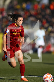 2023-02-11 - Emilie Bosshard Haavi of A.S. Roma during the 17th day of the Serie A Championship between A.S. Roma Women and F.C. Inter Women at the Stadio Tre Fontane on 11th of February, 2023 in Rome, Italy. - AS ROMA VS INTER - FC INTERNAZIONALE - ITALIAN SERIE A WOMEN - SOCCER