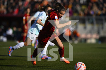 2023-02-11 - Emilie Bosshard Haavi of A.S. Roma during the 17th day of the Serie A Championship between A.S. Roma Women and F.C. Inter Women at the Stadio Tre Fontane on 11th of February, 2023 in Rome, Italy. - AS ROMA VS INTER - FC INTERNAZIONALE - ITALIAN SERIE A WOMEN - SOCCER