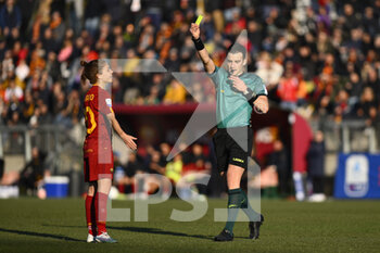 2023-02-11 - Referee Valerio Crezzini and Manuela Giugliano of AS Roma Women during the 17th day of the Serie A Championship between A.S. Roma Women and F.C. Inter Women at the Stadio Tre Fontane on 11th of February, 2023 in Rome, Italy. - AS ROMA VS INTER - FC INTERNAZIONALE - ITALIAN SERIE A WOMEN - SOCCER