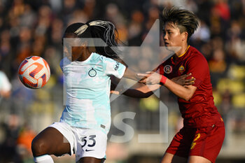 2023-02-11 - Ajara Nchout Njoya of F.C. Inter Women and Moeka Minami of AS Roma Women during the 17th day of the Serie A Championship between A.S. Roma Women and F.C. Inter Women at the Stadio Tre Fontane on 11th of February, 2023 in Rome, Italy. - AS ROMA VS INTER - FC INTERNAZIONALE - ITALIAN SERIE A WOMEN - SOCCER
