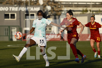 2023-02-11 - Ajara Nchout Njoya of F.C. Inter Women and Vicky Losada of AS Roma Women during the 17th day of the Serie A Championship between A.S. Roma Women and F.C. Inter Women at the Stadio Tre Fontane on 11th of February, 2023 in Rome, Italy. - AS ROMA VS INTER - FC INTERNAZIONALE - ITALIAN SERIE A WOMEN - SOCCER
