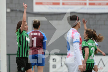 2023-02-25 - Daniela Sabatino of US Sassuolo rejoices after scoring a goal of 0-1  during the Italy Women Serie A football between Pomigliano Calcio and US Sassuolo  at Stadio Comunale di Palma Campania  - POMIGLIANO CALCIO VS US SASSUOLO - ITALIAN SERIE A WOMEN - SOCCER
