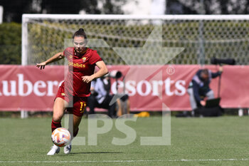 2023-04-01 - Emilie Bosshard Haavi of A.S. Roma during the 21th day of the Serie A Championship Poule Scudetto between A.S. Roma Women and A.C. Milan Women at the stadio Tre Fontane on April 1, 2023 in Rome, Italy. - AS ROMA VS AC MILAN - ITALIAN SERIE A WOMEN - SOCCER