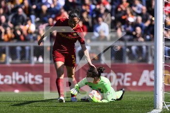 2023-04-01 - Lucia Guglielmo of AS Roma Women and Camelia Ceasar of AS Roma Women during the 21th day of the Serie A Championship Poule Scudetto between A.S. Roma Women and A.C. Milan Women at the stadio Tre Fontane on April 1, 2023 in Rome, Italy. - AS ROMA VS AC MILAN - ITALIAN SERIE A WOMEN - SOCCER