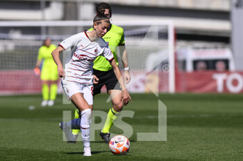 2023-04-01 - Greta Adami of A.C. Milan during the 21th day of the Serie A Championship Poule Scudetto between A.S. Roma Women and A.C. Milan Women at the stadio Tre Fontane on April 1, 2023 in Rome, Italy. - AS ROMA VS AC MILAN - ITALIAN SERIE A WOMEN - SOCCER