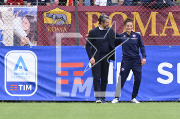 2023-04-29 - Alessandro Spugna of AS Roma Women and Patrizia Panico of ACF Fiorentina during the 6th day of the Serie A Championship Poule Scudetto between A.S. Roma Women vs ACF Fiorentina at the stadio Tre Fontane on April 29, 2023 in Rome, Italy. - AS ROMA VS ACF FIORENTINA - ITALIAN SERIE A WOMEN - SOCCER