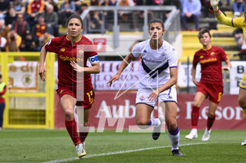 2023-04-29 - Elisa Bartoli of AS Roma Women and Federica Cafferata of ACF Fiorentina during the 6th day of the Serie A Championship Poule Scudetto between A.S. Roma Women vs ACF Fiorentina at the stadio Tre Fontane on April 29, 2023 in Rome, Italy. - AS ROMA VS ACF FIORENTINA - ITALIAN SERIE A WOMEN - SOCCER