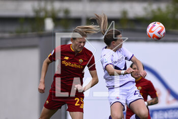 2023-04-29 - Carina Wenninger of AS Roma Women and Milica Mijatovic of ACF Fiorentina during the 6th day of the Serie A Championship Poule Scudetto between A.S. Roma Women vs ACF Fiorentina at the stadio Tre Fontane on April 29, 2023 in Rome, Italy. - AS ROMA VS ACF FIORENTINA - ITALIAN SERIE A WOMEN - SOCCER