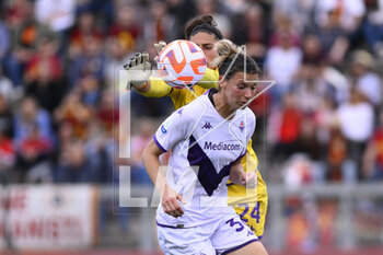 2023-04-29 - Laura Agard and Rachele Baldi of ACF Fiorentina during the 6th day of the Serie A Championship Poule Scudetto between A.S. Roma Women vs ACF Fiorentina at the stadio Tre Fontane on April 29, 2023 in Rome, Italy. - AS ROMA VS ACF FIORENTINA - ITALIAN SERIE A WOMEN - SOCCER