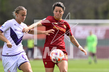 2023-04-29 - Valentina Giacinti of AS Roma Women and Stephanie Breitner of ACF Fiorentina during the 6th day of the Serie A Championship Poule Scudetto between A.S. Roma Women vs ACF Fiorentina at the stadio Tre Fontane on April 29, 2023 in Rome, Italy. - AS ROMA VS ACF FIORENTINA - ITALIAN SERIE A WOMEN - SOCCER