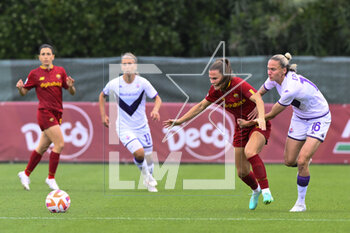 2023-04-29 - Emilie Bosshard Haavi of A.S. Roma and Kaja Erzen of ACF Fiorentina during the 6th day of the Serie A Championship Poule Scudetto between A.S. Roma Women vs ACF Fiorentina at the stadio Tre Fontane on April 29, 2023 in Rome, Italy. - AS ROMA VS ACF FIORENTINA - ITALIAN SERIE A WOMEN - SOCCER